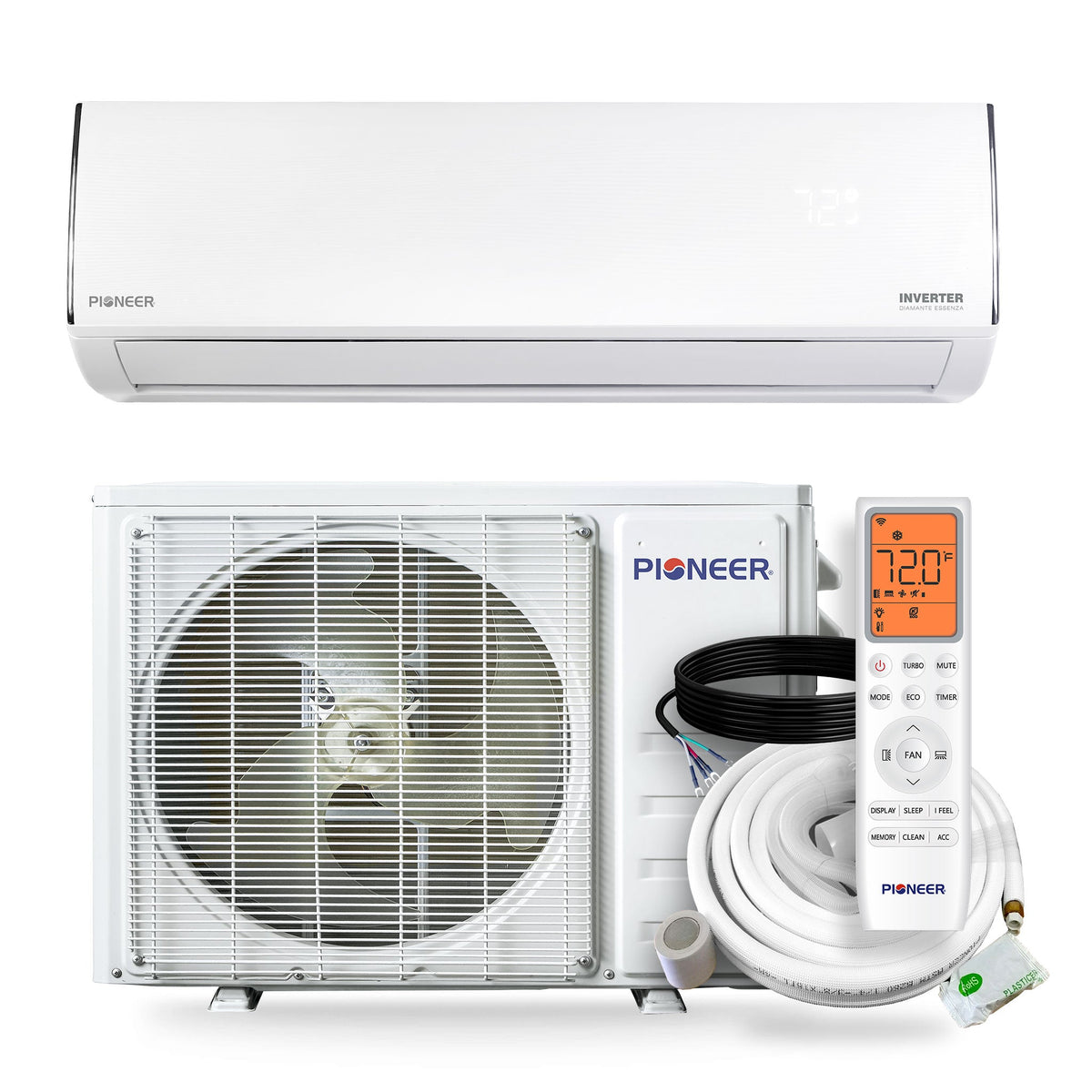 Pioneer Diamante Essenza 24,000 BTU 20 SEER2 230V Mini-Split Heat Pump with 16 Ft. Kit